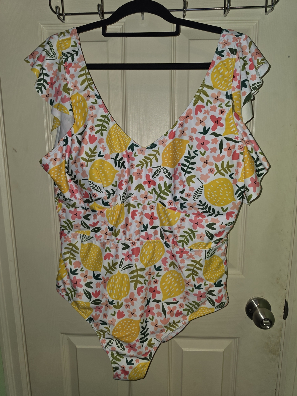 Chic Soul Yellow Pink Floral Lemon One-Piece Swimsuit